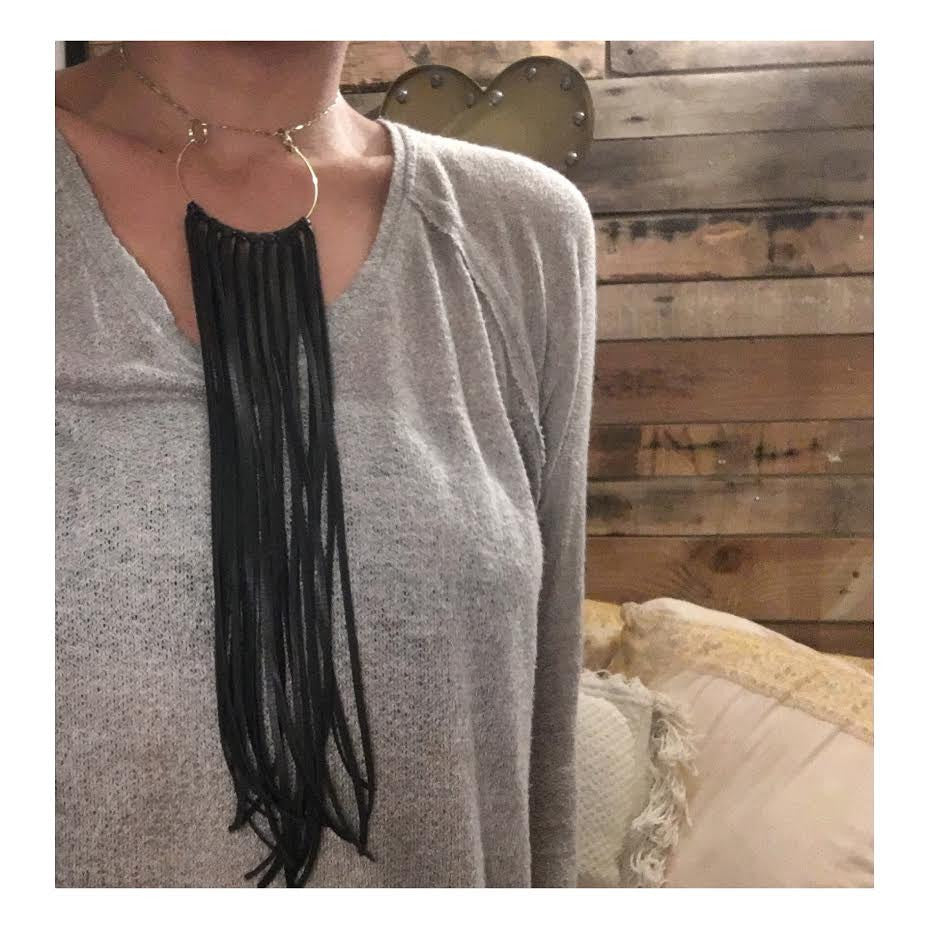 Pachamama Leather Fringe Necklace