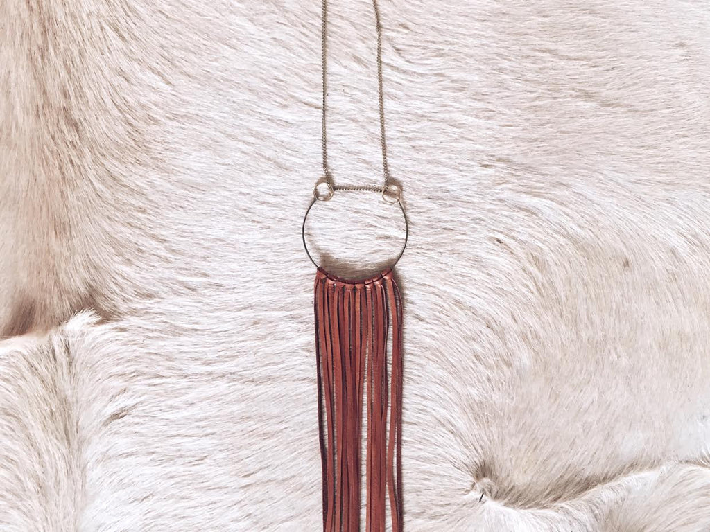 Pachamama Leather Fringe Necklace
