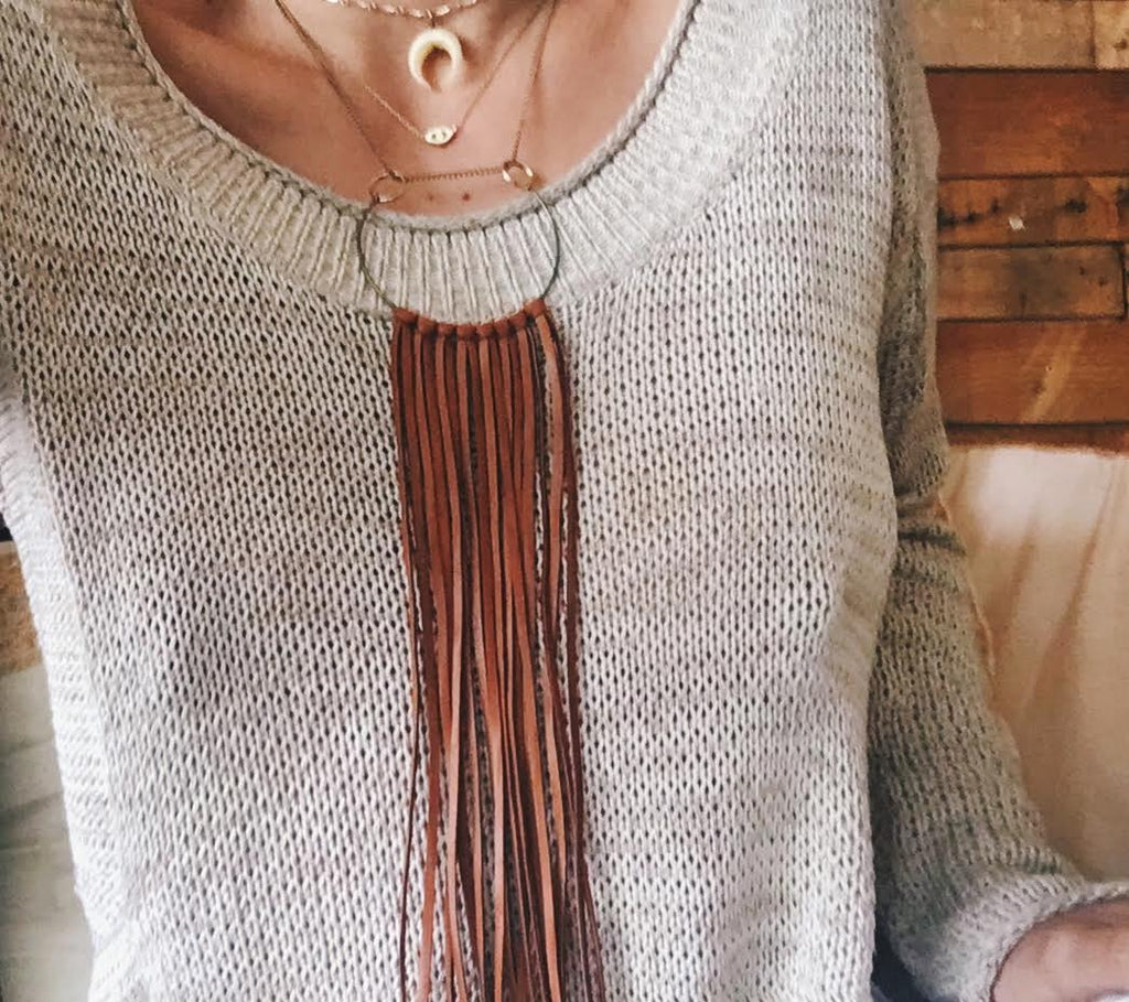 Pachamama Leather Fringe Necklace