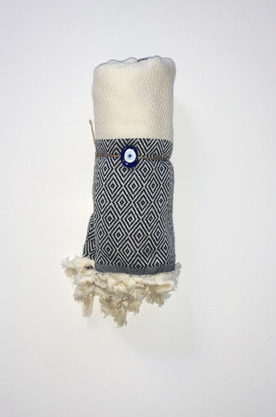 Hand Loomed Turkish Pestemal Towel Black