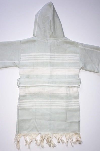 Hand Loomed Turkish Pestemal Children's Robe Sea Foam