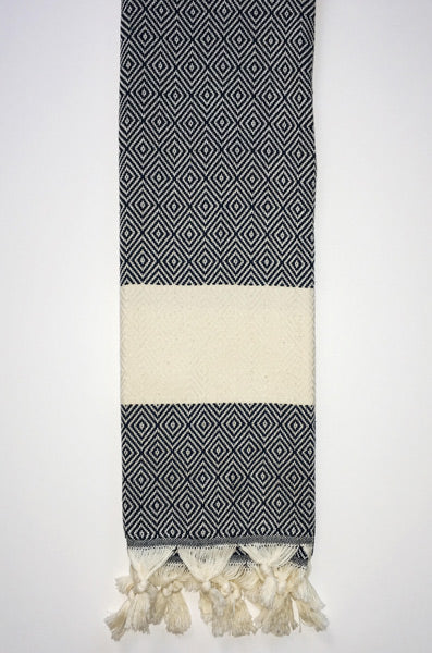 Hand Loomed Turkish Hand Towel Black