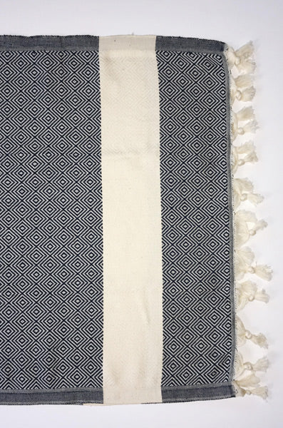 Hand Loomed Turkish Hand Towel Black