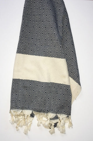 Hand Loomed Turkish Hand Towel Black