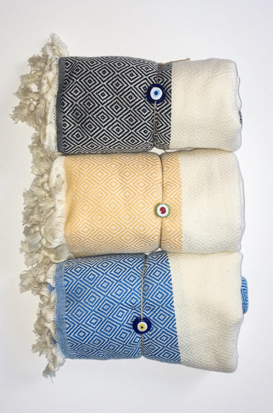 Hand Loomed Turkish Pestemal Towel Black