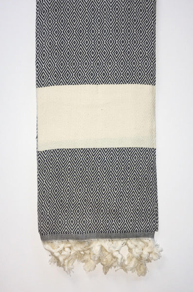 Hand Loomed Turkish Pestemal Towel Black