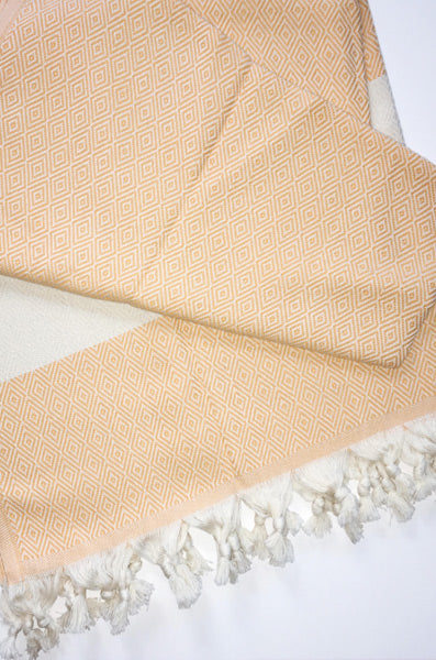 Hand Loomed Turkish Pestemal Towel Peach