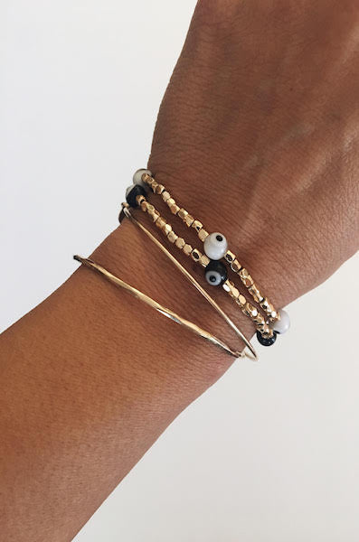 Evil Eye Elastic Beaded Bracelet - White