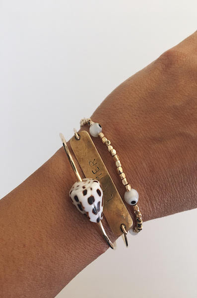 Evil Eye Elastic Beaded Bracelet - White