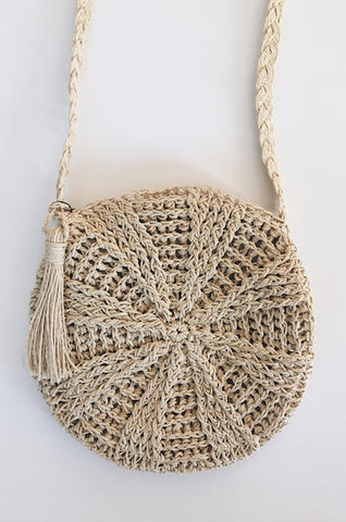 Circle Luna Round Woven Rattan Straw Bag