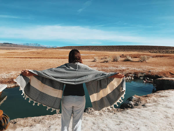 Hand Loomed Turkish Pestemal Towel Black