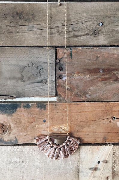 Fan Tassel Semi Circle Boho Fringe Necklace