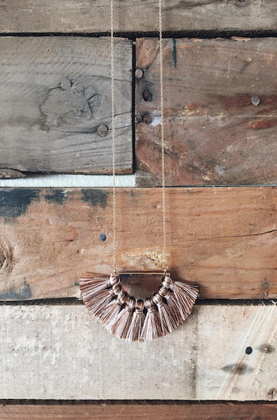 Fan Tassel Semi Circle Boho Fringe Necklace