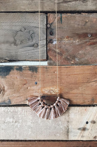 Fan Tassel Semi Circle Boho Fringe Necklace