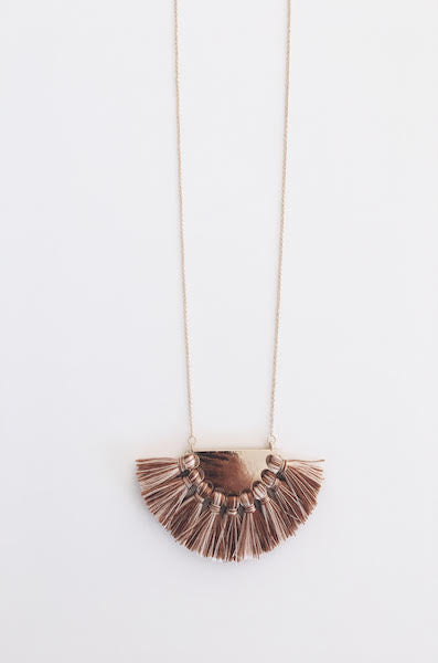 Fan Tassel Semi Circle Boho Fringe Necklace