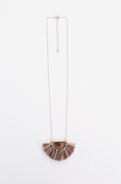Fan Tassel Semi Circle Boho Fringe Necklace
